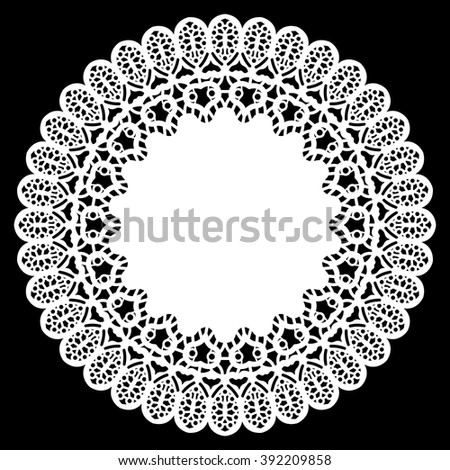 Lace round  doily, paper snowflake, greeting element package, template for cutting,  vector illustrations