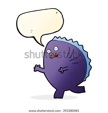cartoon monster with speech bubble