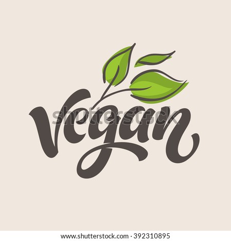Vector illustration, food design. Handwritten lettering for restaurant, cafe menu. Vector elements for labels, logos, badges, stickers or icons. Calligraphic and typographic collection. Vegan menu Royalty-Free Stock Photo #392310895