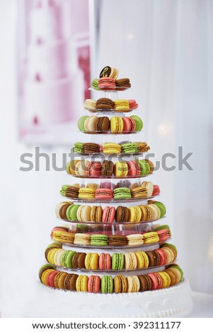 Delicious French macaroons on a wedding reception
