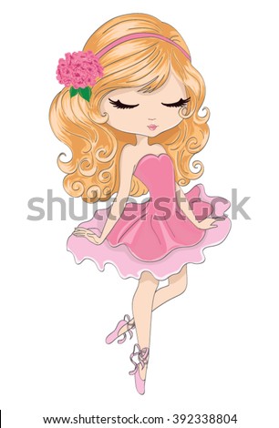 Cute girl vector design.Romantic hand drawing poster.Cartoon character.Pretty graphic.Dancing child.
