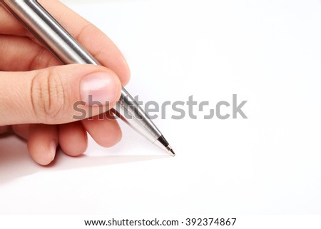 Pen in hand isolated