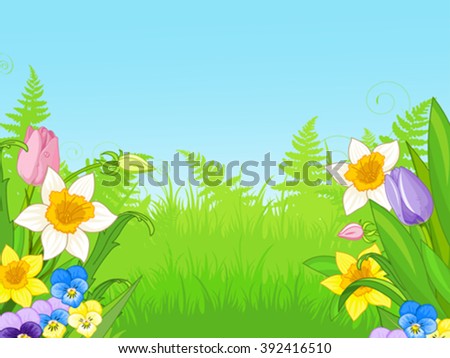 Illustration of meadow of wildflowers