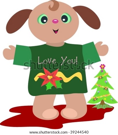 Christmas Puppy with Love Vector