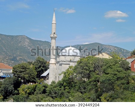 View on the mosque in the Mostar,Bosnia and Herzegovina
