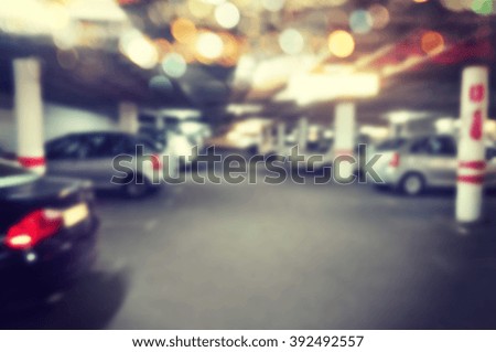 Blur parking with cars