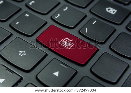 Close-up the Keyboard symbol on the keyboard button and have Crimson color button isolate black keyboard