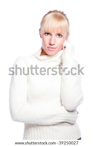 A portrait of a beautiful caucasian winter woman