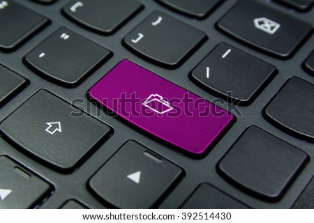 Close-up the Folder symbol on the keyboard button and have Hot Pink color button isolate black keyboard