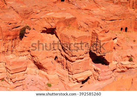 Canyon in Petra (Rose City), Jordan. The city of Petra was lost for over 1000 years. Now one of the Seven Wonders of the Word