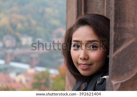 Happy Asian Girl, Travel in Europe, Germany, 