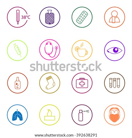 Set of colorful medical icons in flat design