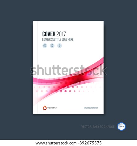 Abstract cover design, business brochure template layout, report, magazine or booklet in A4 with red dynamic blurred waves, soft lines and shapes. Vector.
