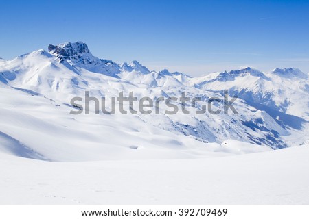 Acher castle mountain in winter, covered of snow Royalty-Free Stock Photo #392709469