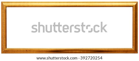 Long golden vintage frame isolated on white. Gold frame louis abstract design.