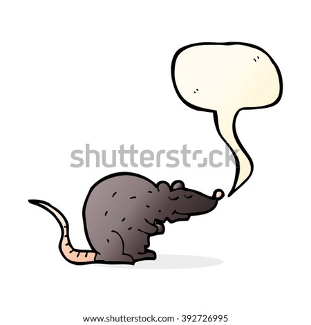 cartoon black rat with speech bubble