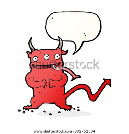 cartoon little demon with speech bubble