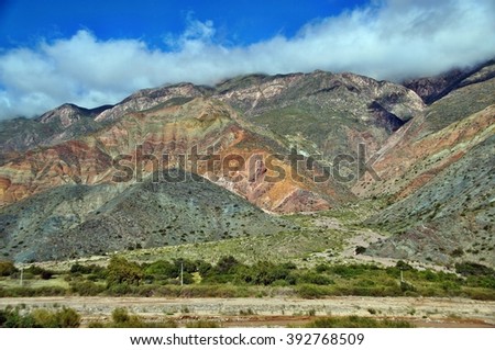 Colorful mountains of Quebrada de Humahuaca near Purmamarca, Jujuy Province, Argentina