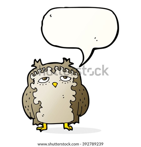 cartoon wise old owl with speech bubble