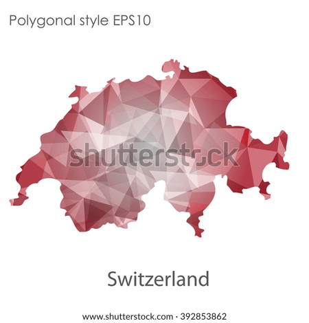 Switzerland map in geometric polygonal style.Abstract gems triangle,modern design background.