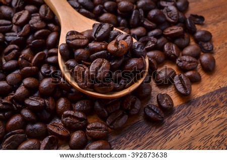 Coffee Beans Background / Coffee Beans / Coffee Beans on Wooden 
