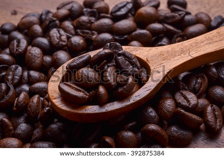 Coffee Beans Background / Coffee Beans on Wooden Background
