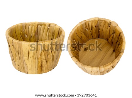 Wicker Basket Isolated On White Background selective focus