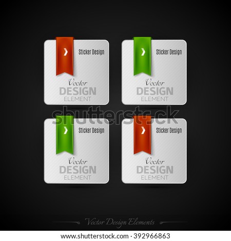 Business stickers on the gray background. Vector design elemnts for infographics and web presentations.