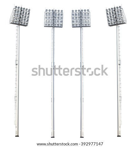 lamp post ,electricity industry, Light stadium or Sports lighting isolated on white background. Royalty-Free Stock Photo #392977147