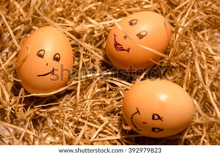 Painted eggs about emotion on the face