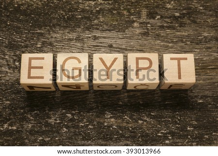 Word EGYPT on a wooden background