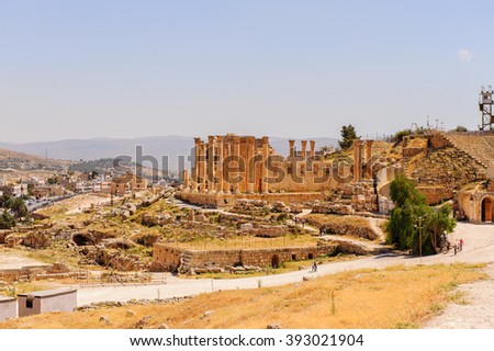 Zeus Temple, Ancient Roman city of Gerasa of Antiquity , modern Jerash, Jordan