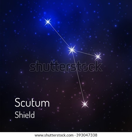 Scutum (shield) constellation in the night starry sky. Vector illustration
