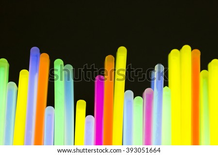 Colorful fluorescent light neon on black background