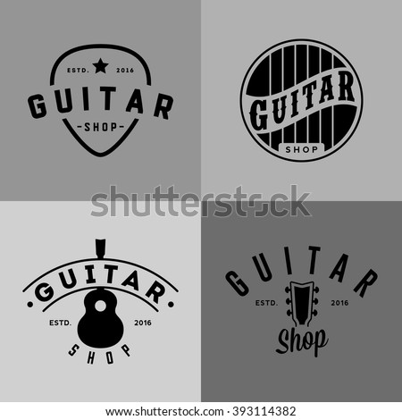 Retro styled guitar shop logos