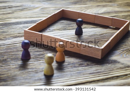 The concept of misunderstanding, a barrier in relations, denial of society. Barriers between people, prejudice. Royalty-Free Stock Photo #393131542