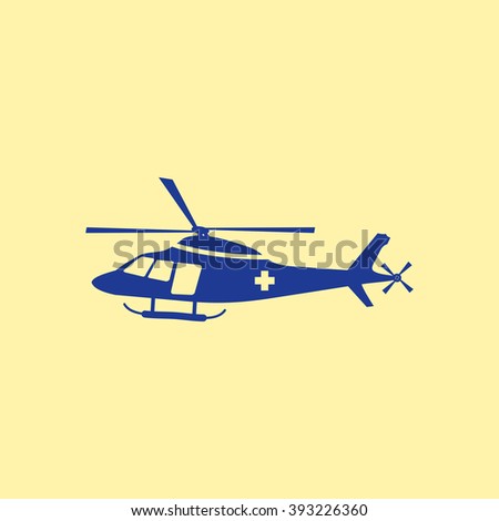 Blue Colored Helicopter Icon on Light Orange Background. Eps-10.