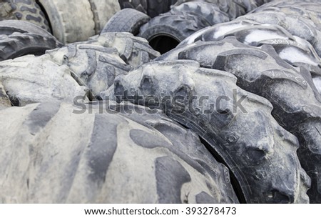Old car wheels, detail of tires, rubber and rubber