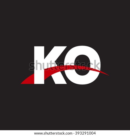 KO initial overlapping swoosh letter logo white red black background