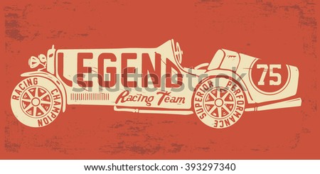 Vector vintage sport racing car, T-shirt Graphics, Vintage typography
