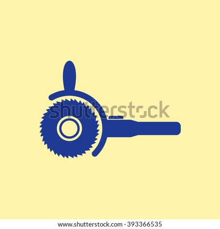 Blue Colored Electric hand Saw Icon on Light Orange Background. Eps-10.