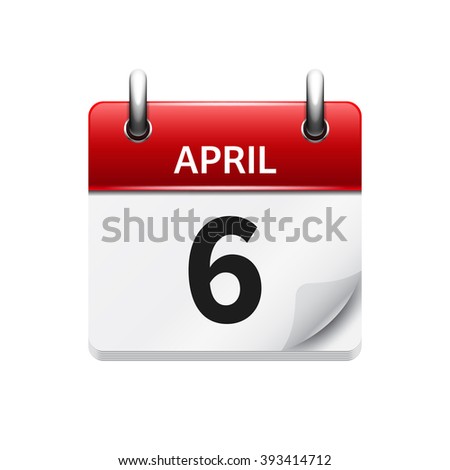 April 6. Vector flat daily calendar icon. Date and time, day, month. Holiday.