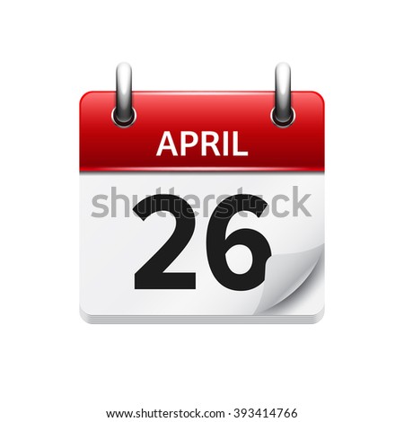 April 26. Vector flat daily calendar icon. Date and time, day, month. Holiday.