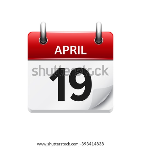 April 19. Vector flat daily calendar icon. Date and time, day, month. Holiday.