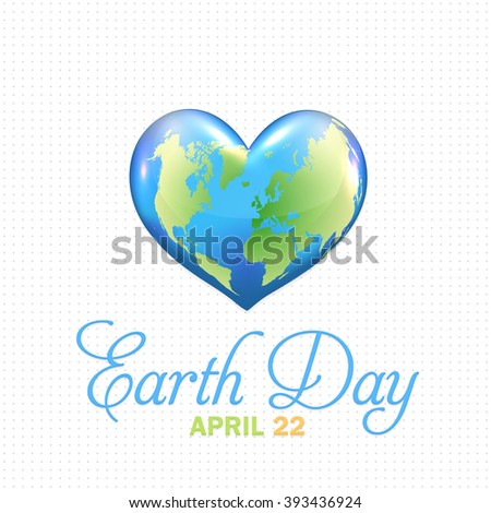 Heart Frame in World Map, Earth Day Concept, April 22 
