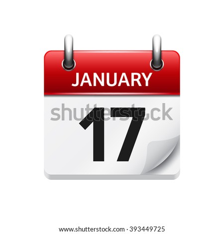 January 17. Vector flat daily calendar icon. Date and time, day, month. Holiday.