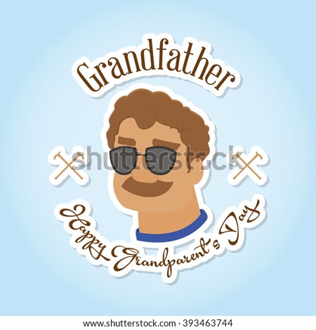 Isolated grandfather on a colored background with text