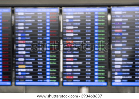 flight schedule board, blur background