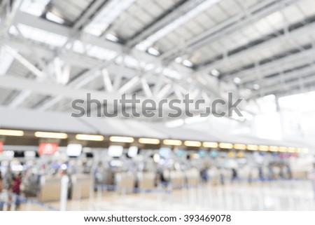 Terminal departure check-in at airport, blur background