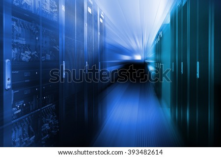 room with rows of server hardware in the data center Royalty-Free Stock Photo #393482614